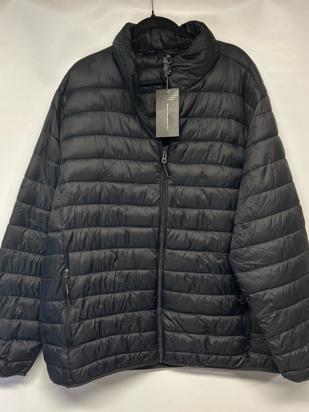 3XL Black Quilted Puffer Jacket - Nylon Shell